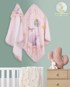 پتوی نوزادی دورپیچ طرح فیل برند بامبو